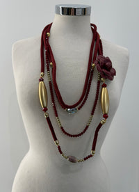 Collana fili velluto con rosellina