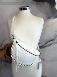 Faux leather fanny pack with gold studs