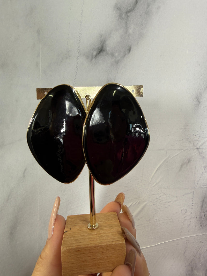 Orecchini pietra nera grande