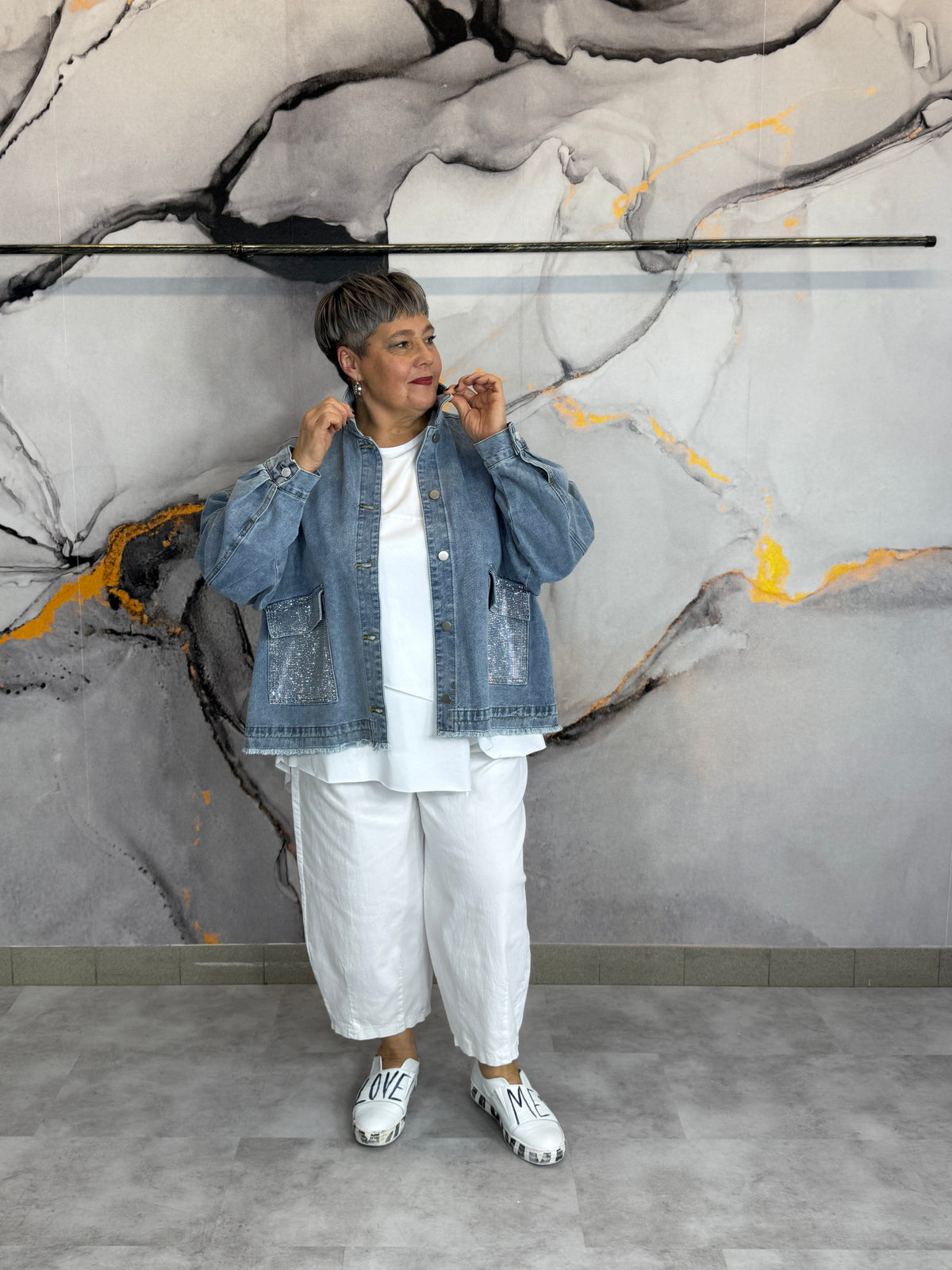 Giacca di jeans Strass