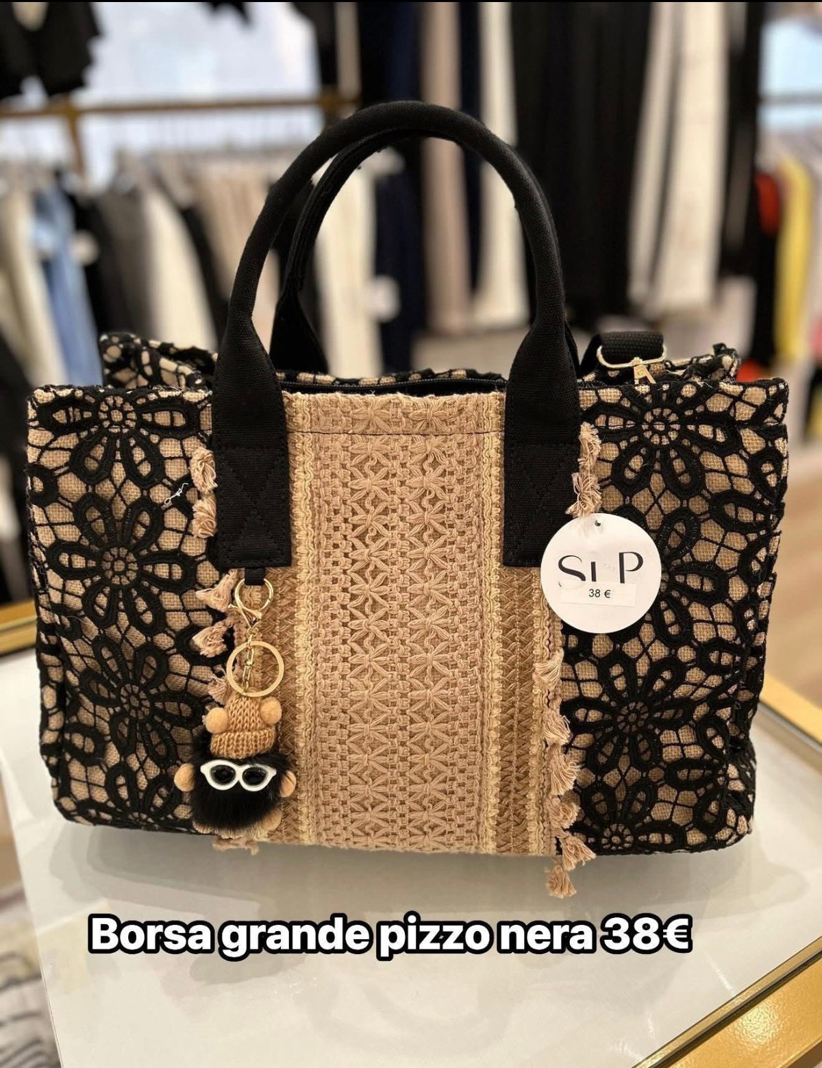 Borsa grande pizzo nero