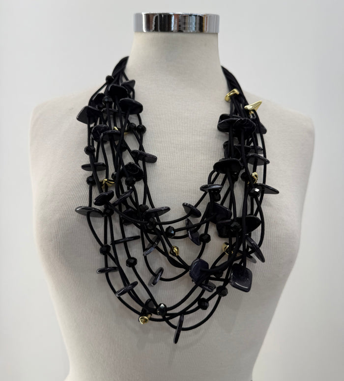 Collana fili elasticizzati con sassolini oro