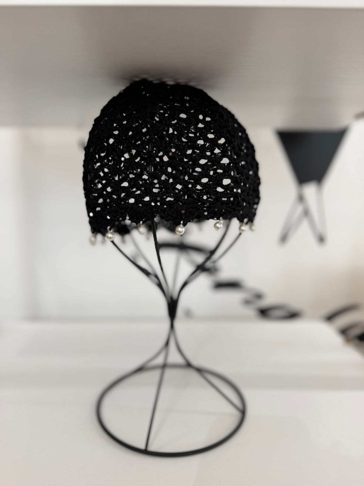Cuffia Crochet con perline