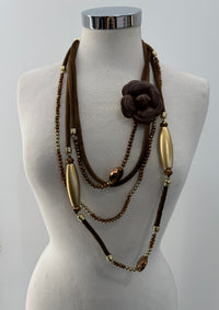 Collana fili velluto con rosellina