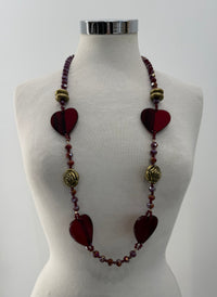 Collana cuori con roselline oro