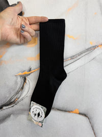 Solid-color tall cotton sock