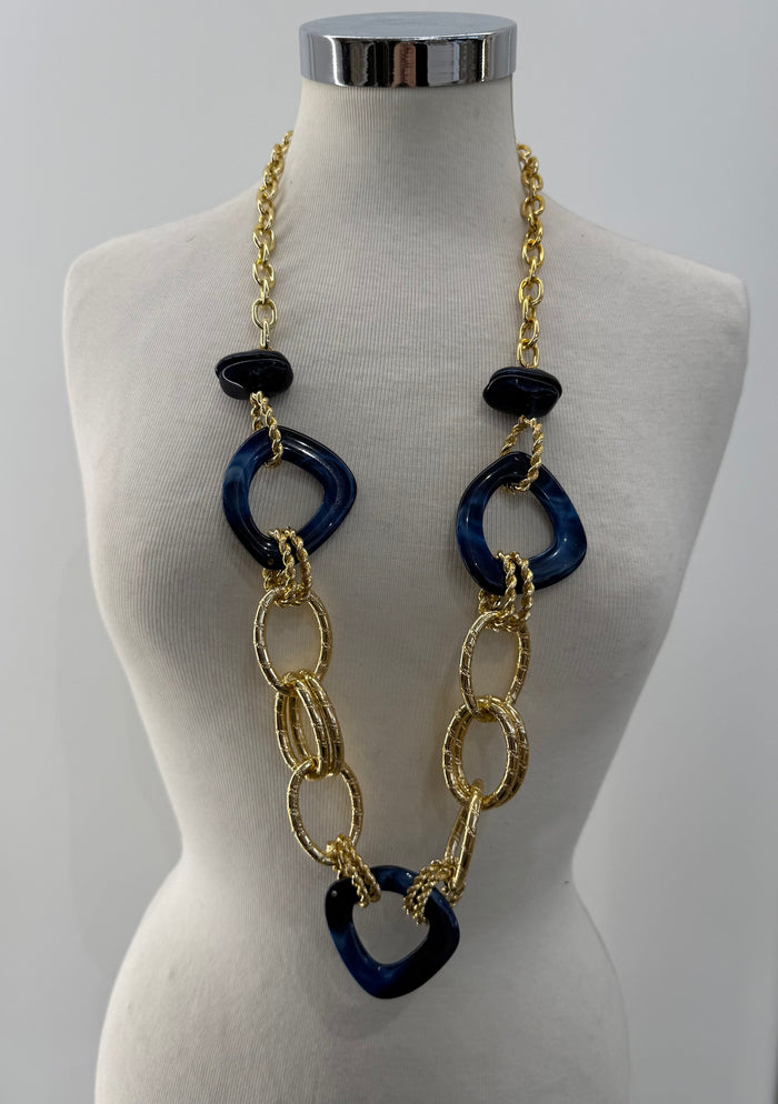 Collana catena oro con cerchi colorati
