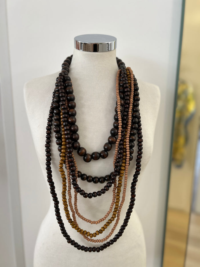 Collana fili perle marroni