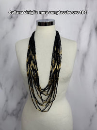 Collana in ciniglia con placche oro