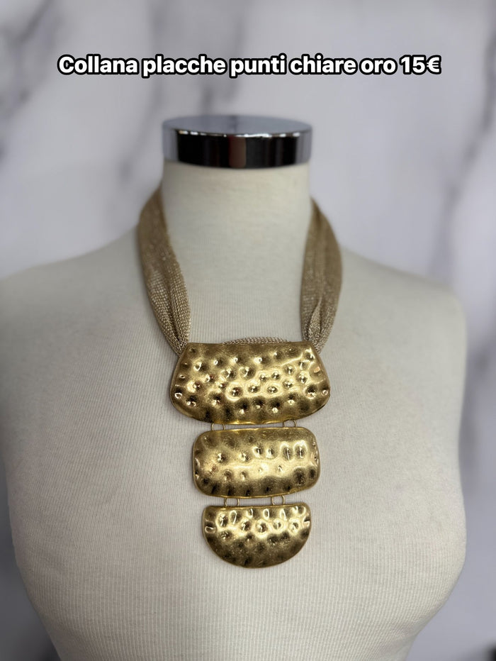 Collana placche punticchiate oro