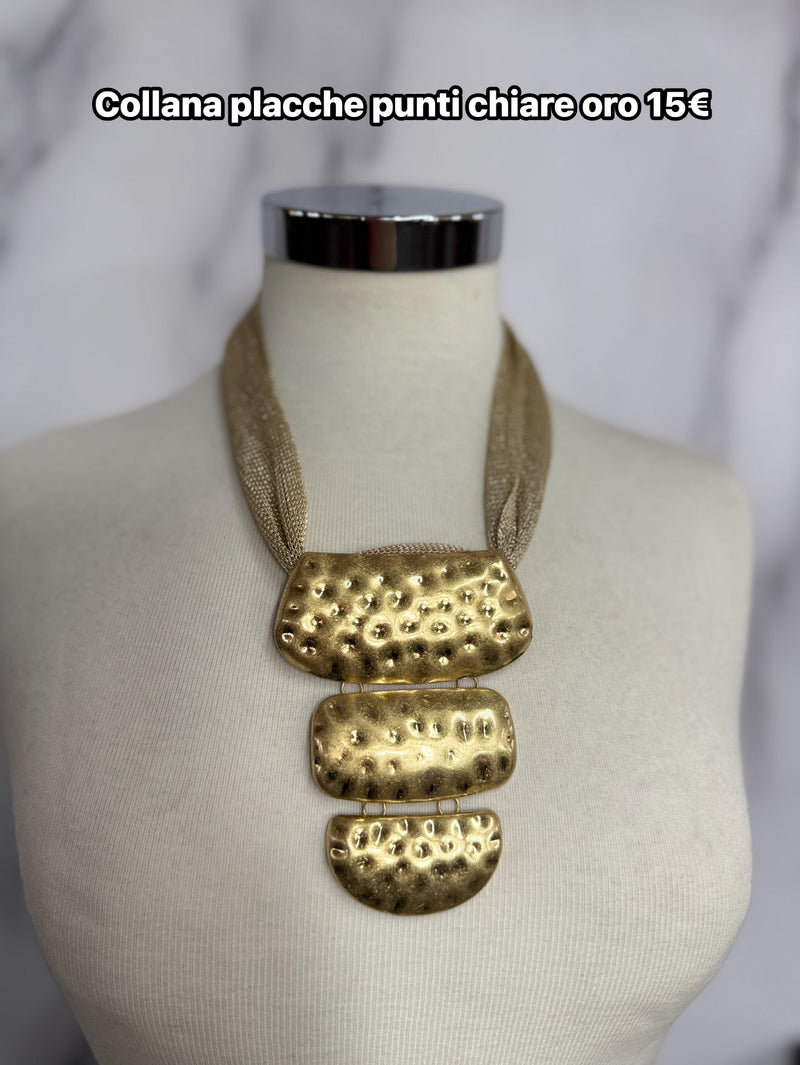 Collana placche punticchiate oro