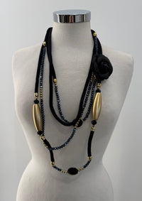 Collana fili velluto con rosellina