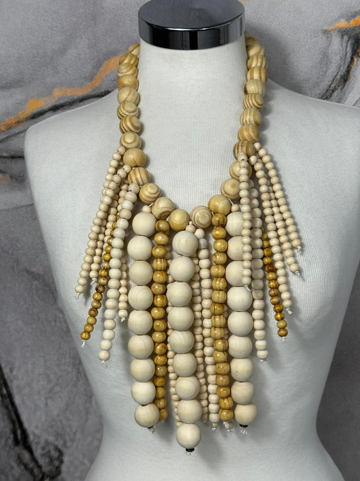Wooden cascade necklace