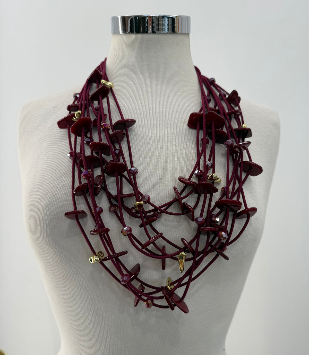 Collana fili elasticizzati con sassolini oro