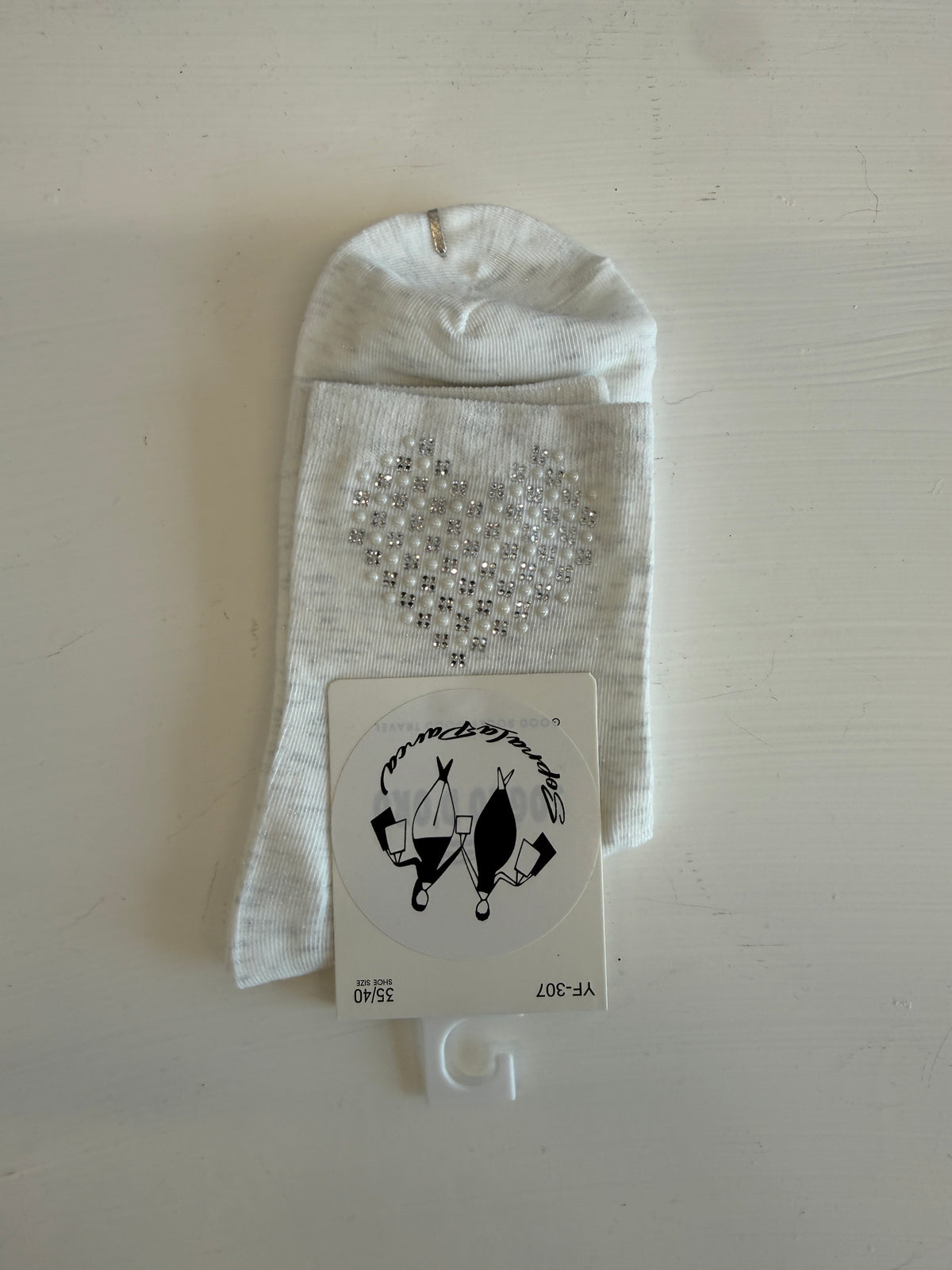 Cotton glitter heart sock