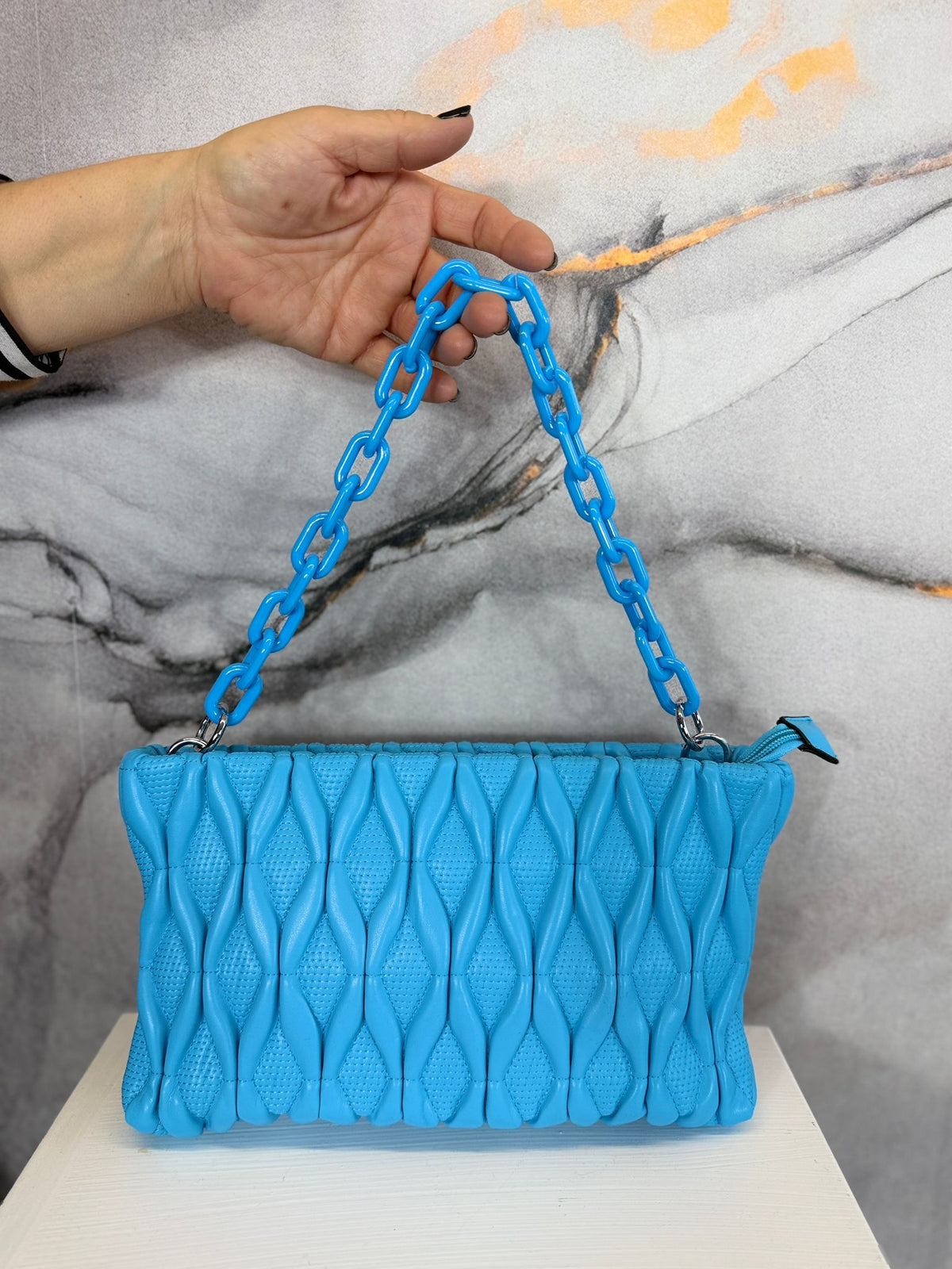 Diamond clutch with shoulder strap