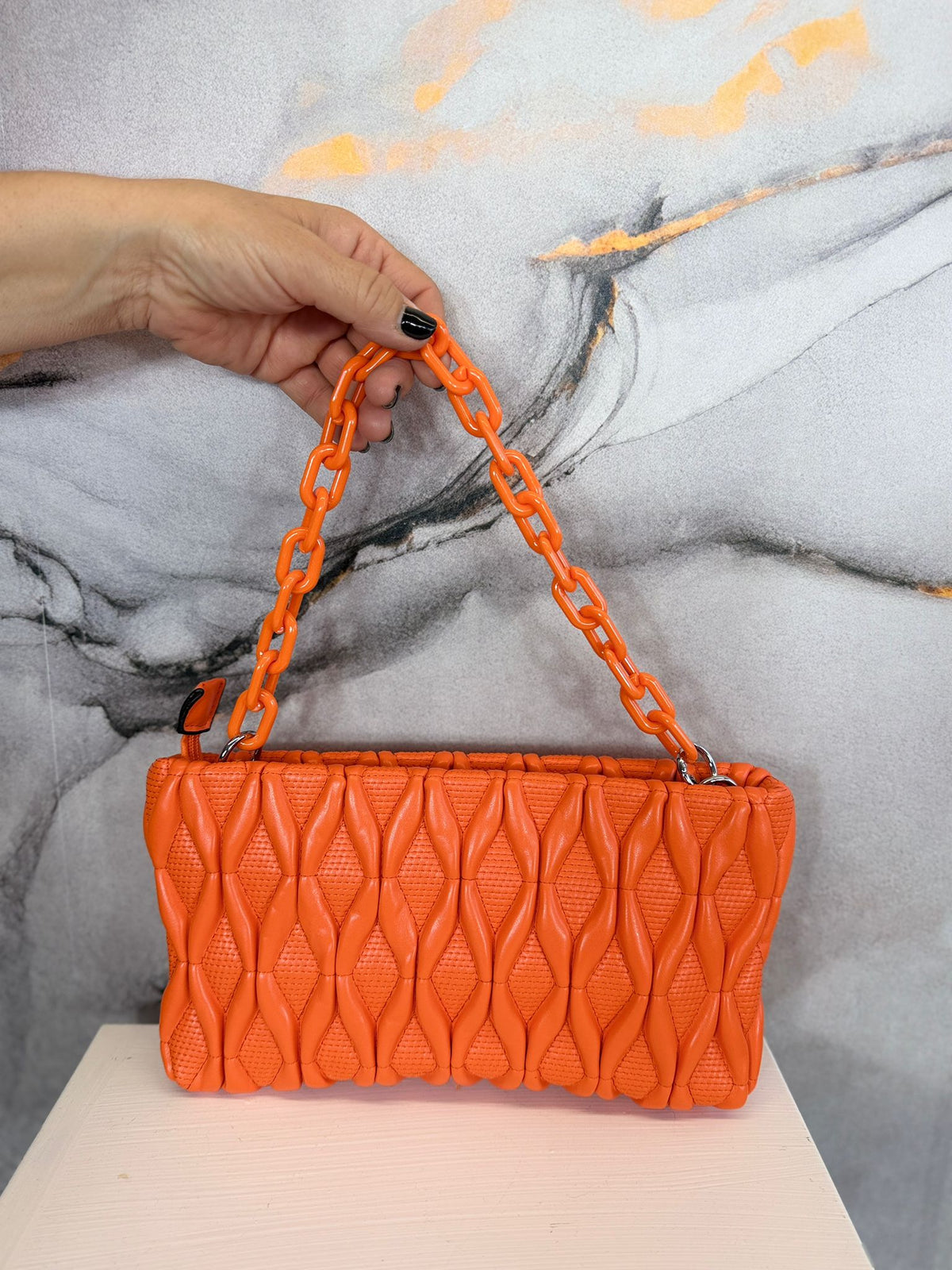 Diamond clutch with shoulder strap