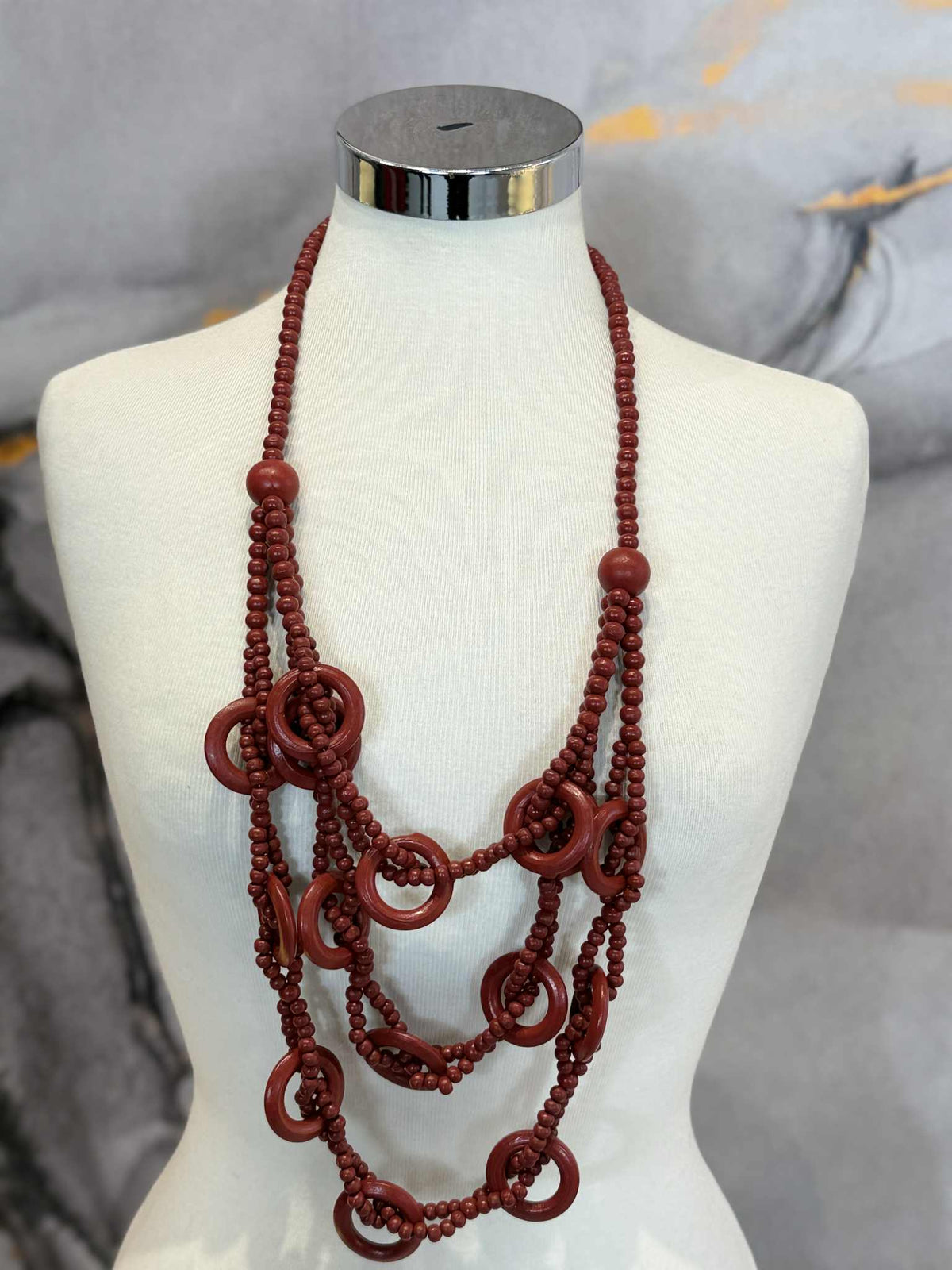 Collana cerchi in legno bordeaux