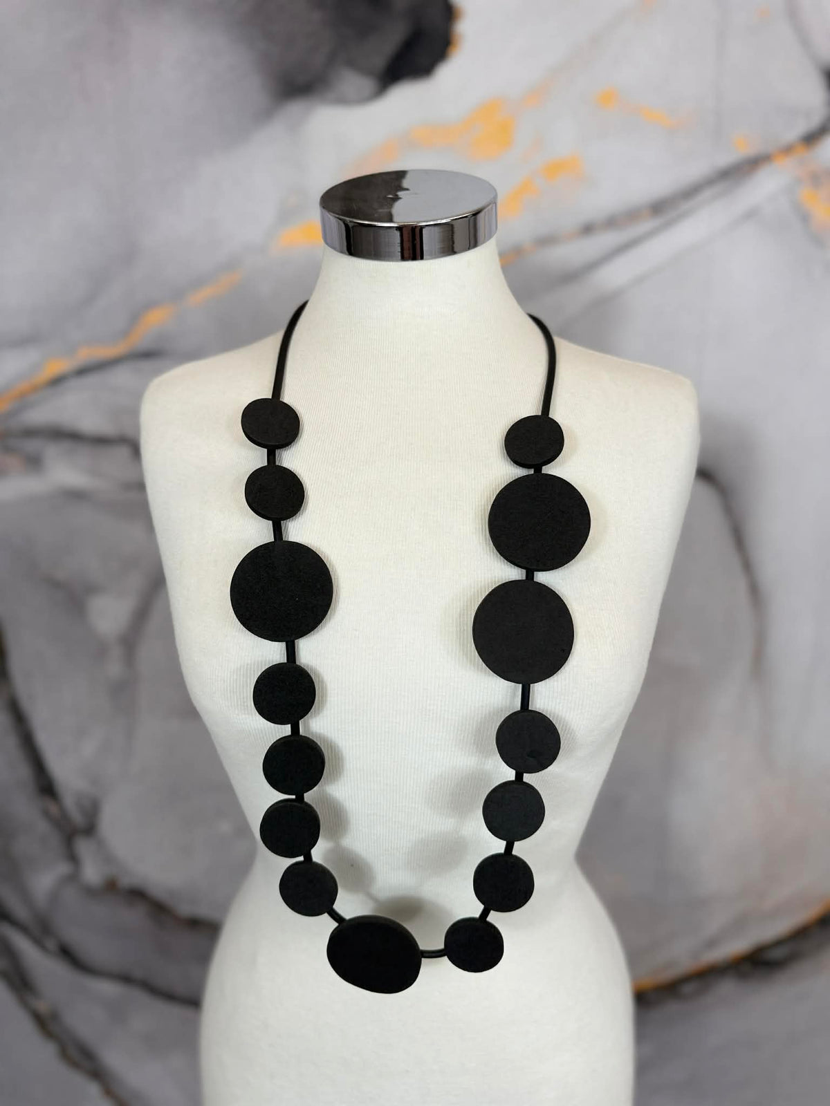 Black rubber hoop necklace