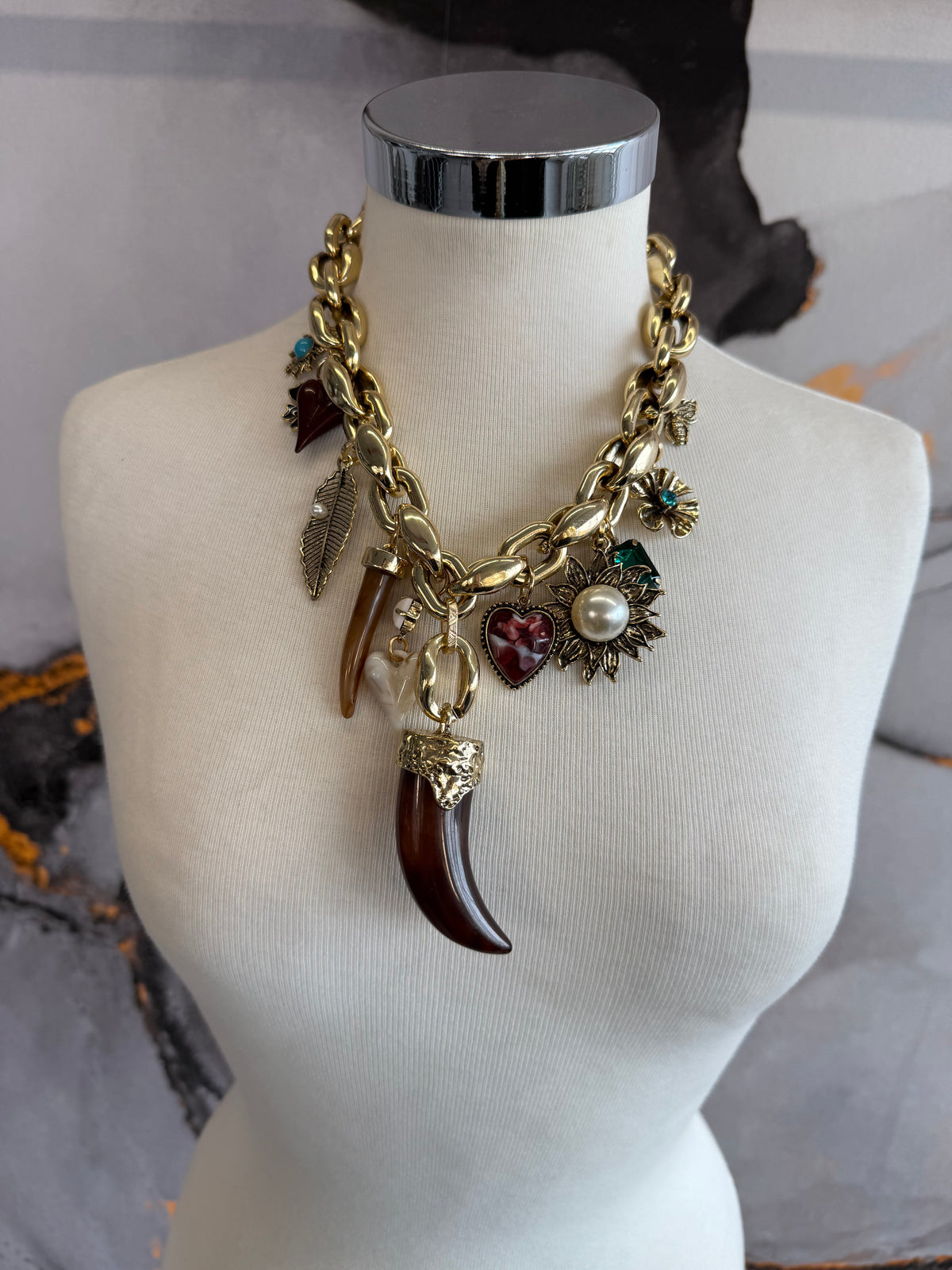 Brown horn necklace