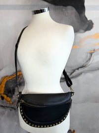 Faux leather fanny pack with gold studs