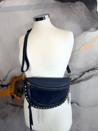 Faux leather fanny pack with gold studs