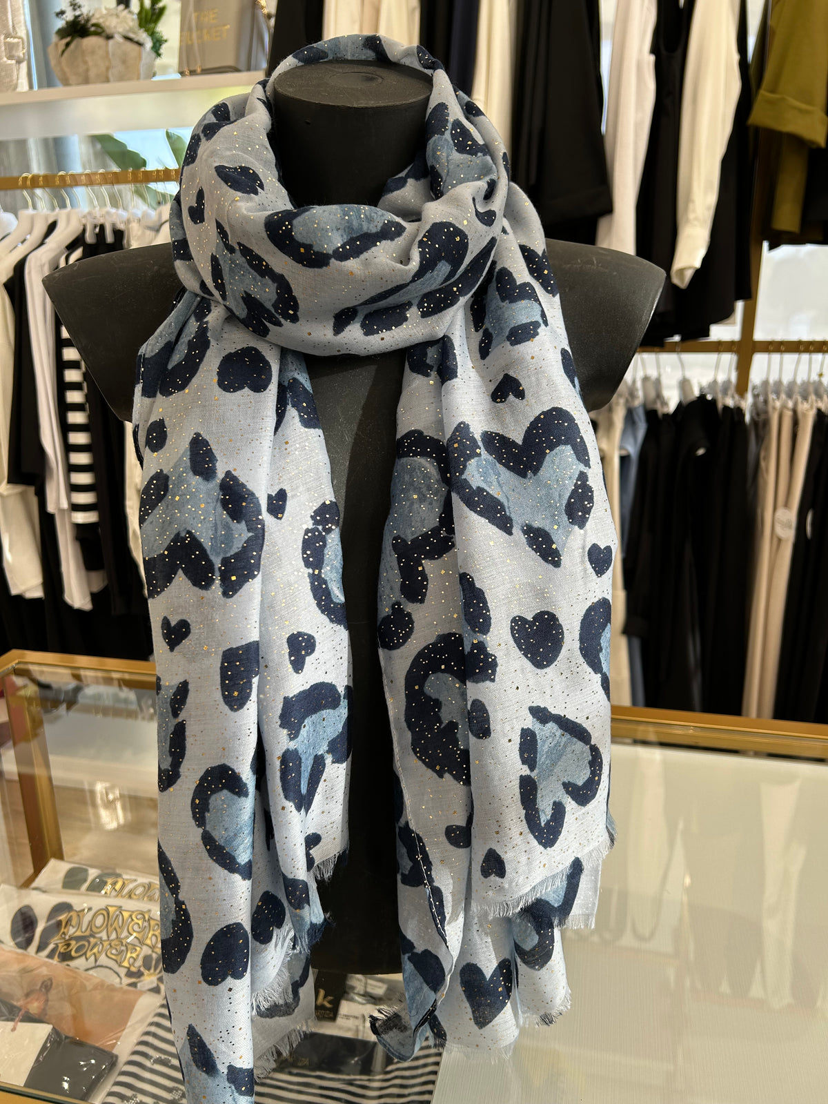 Scarf Gold Dotted Hearts