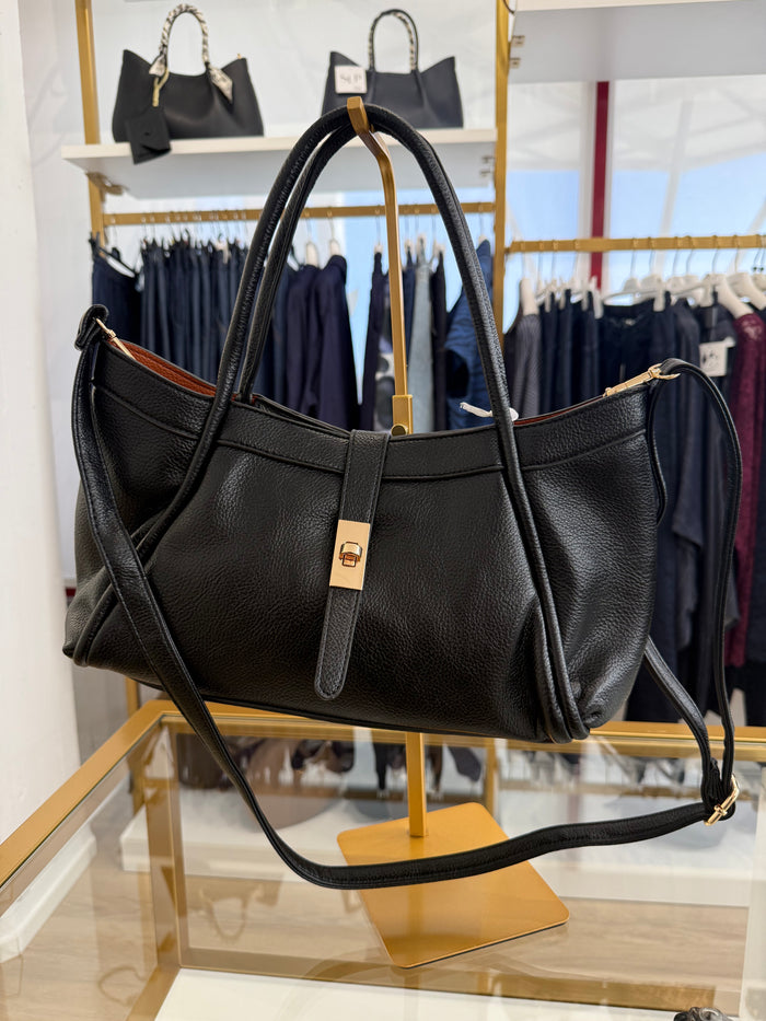 Borsa ecopelle con fibbia oro