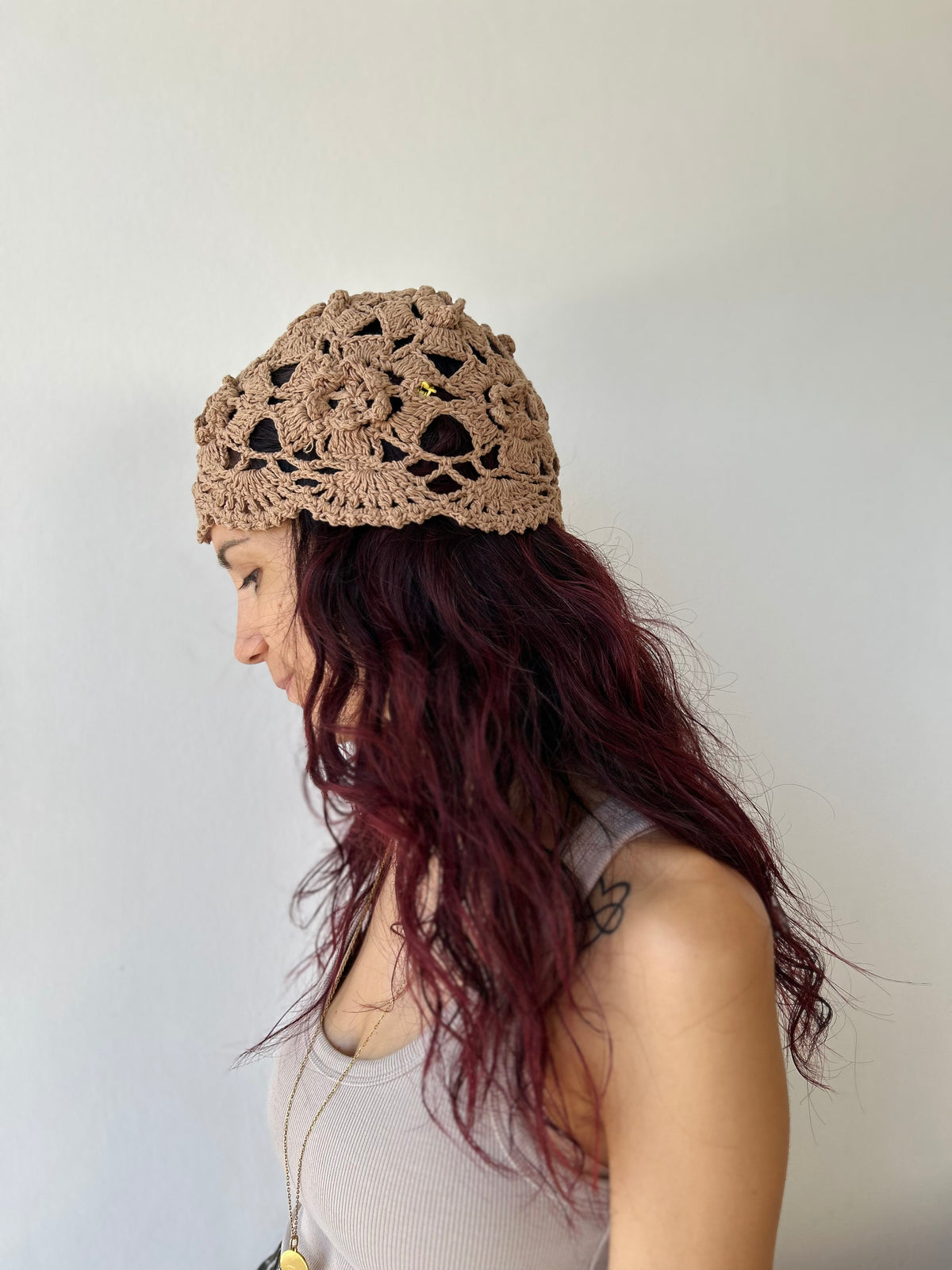 Cuffia Crochet ricamo grande