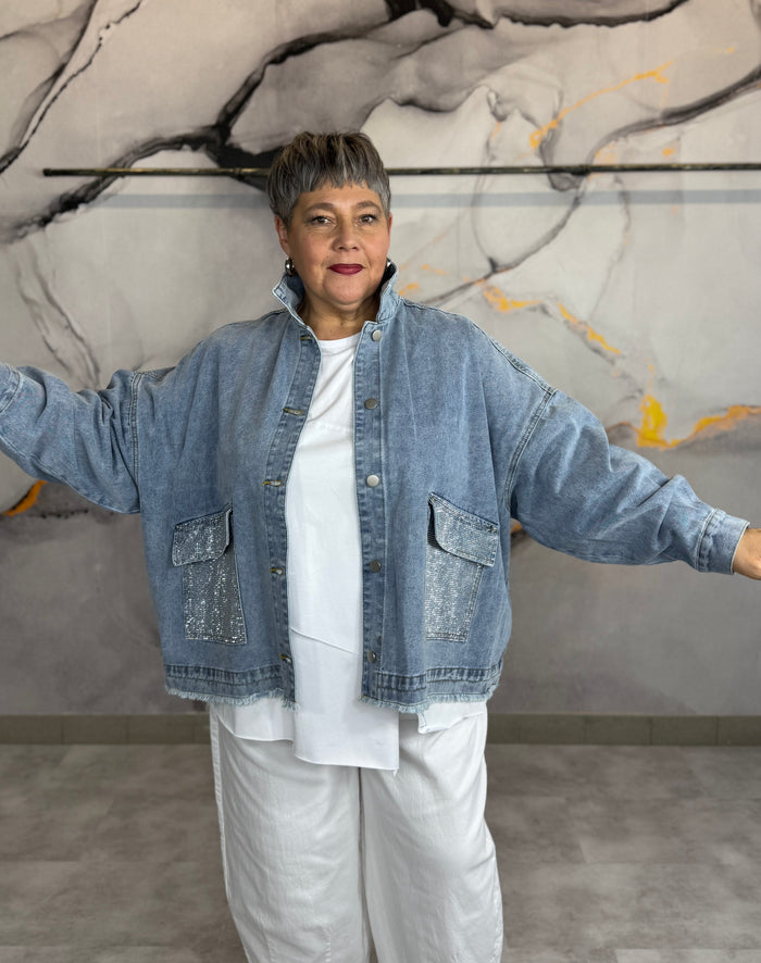 Giacca di jeans Strass