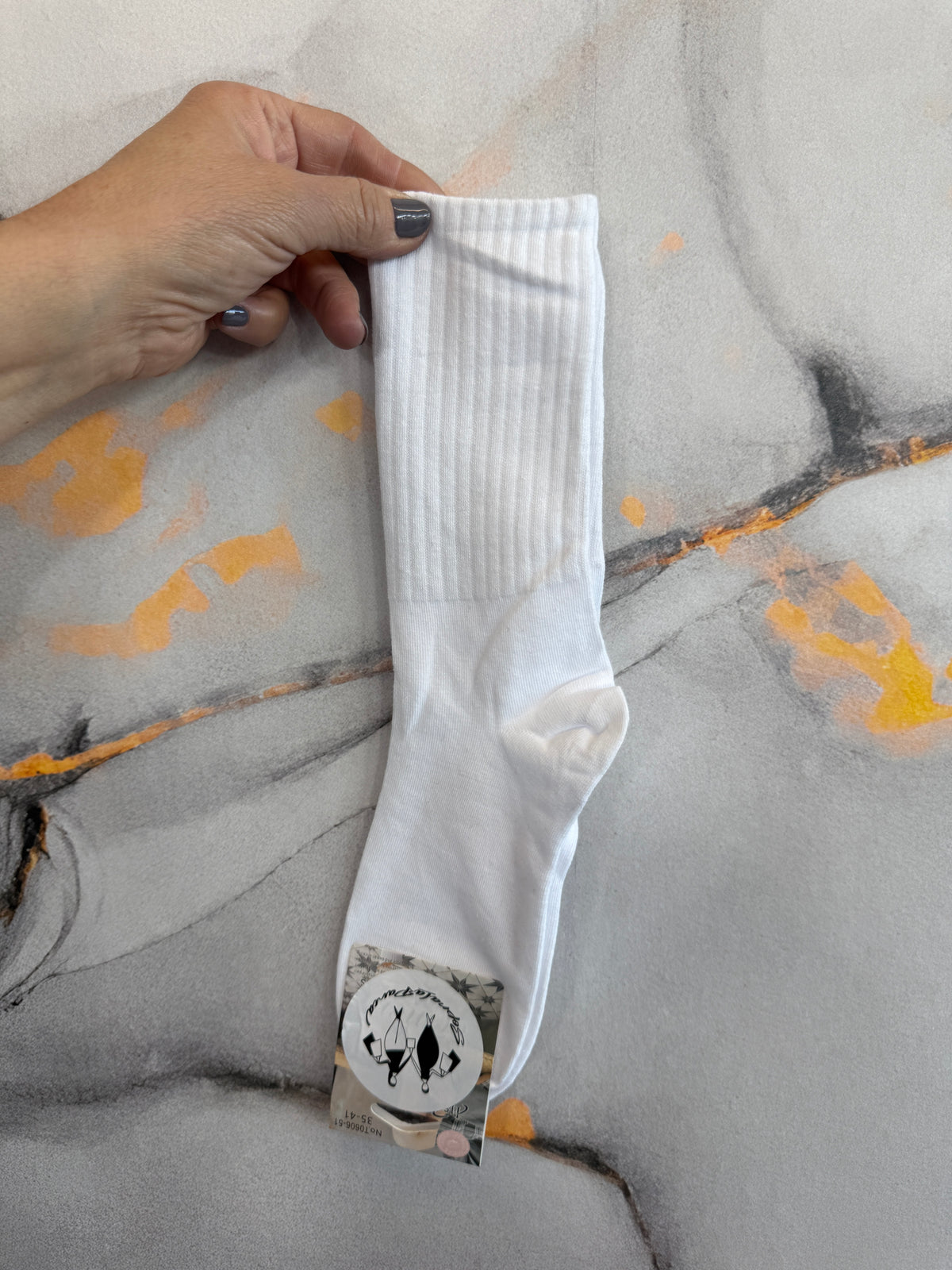 Solid-color tall cotton sock