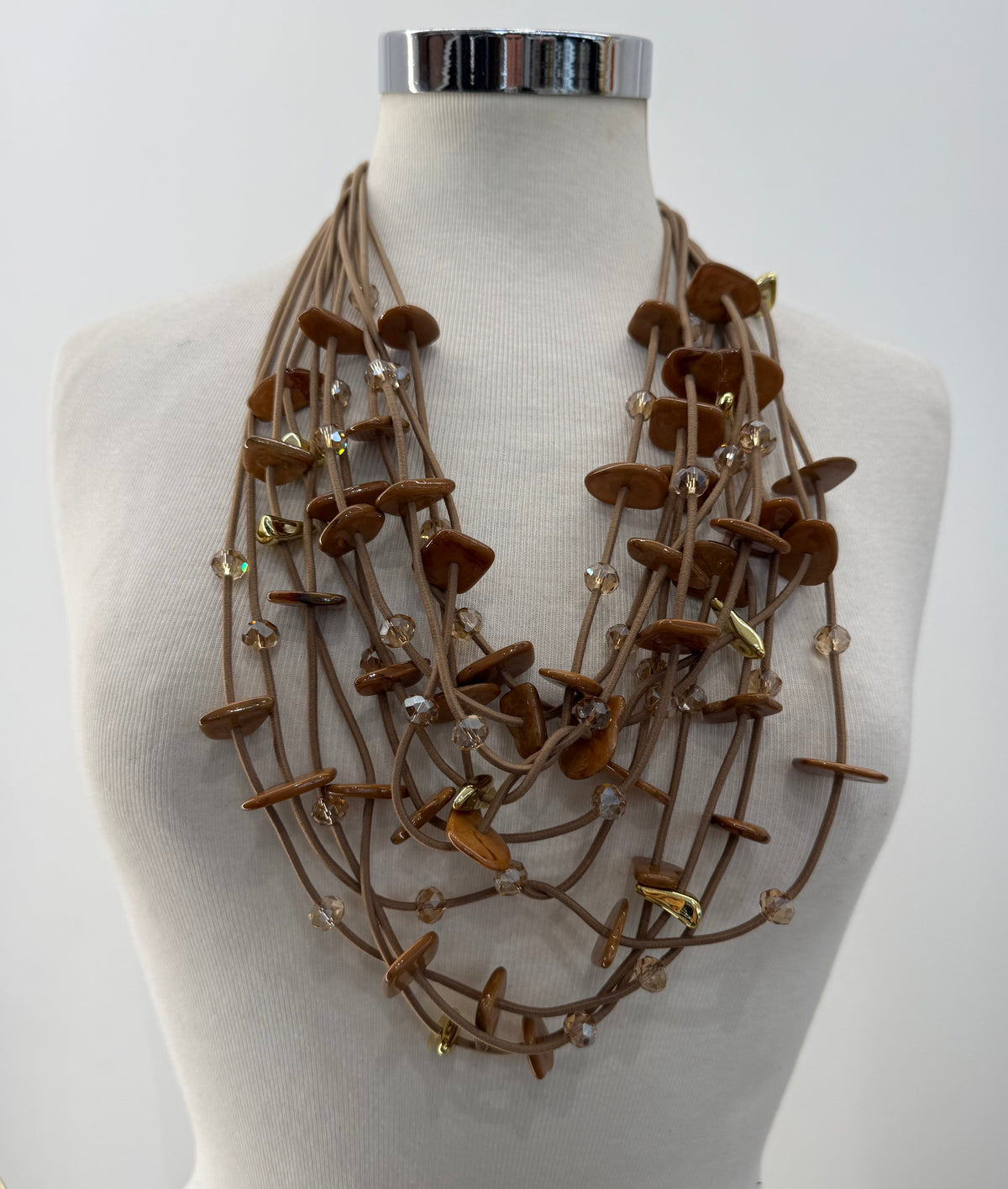Collana fili elasticizzati con sassolini oro