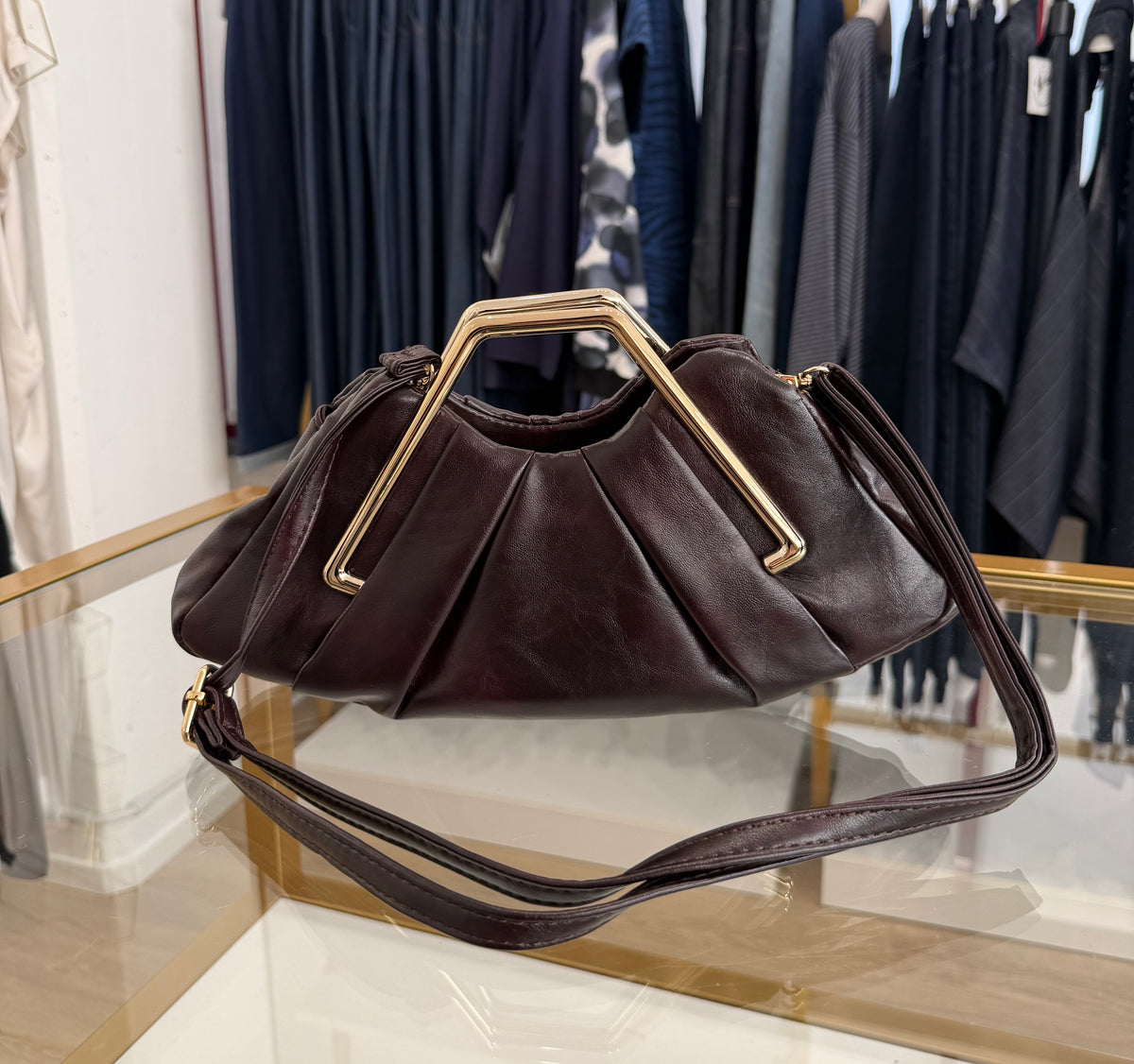 Borsa piccola con manico oro