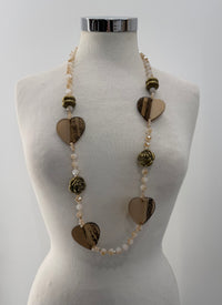 Collana cuori con roselline oro