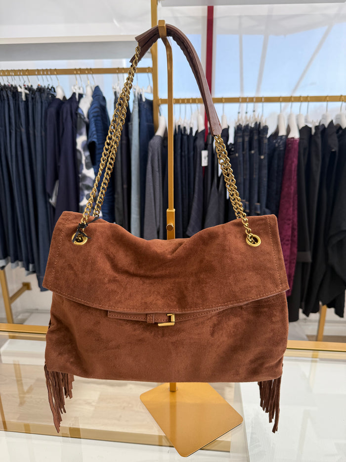 Borsa frange scamosciata manico catena