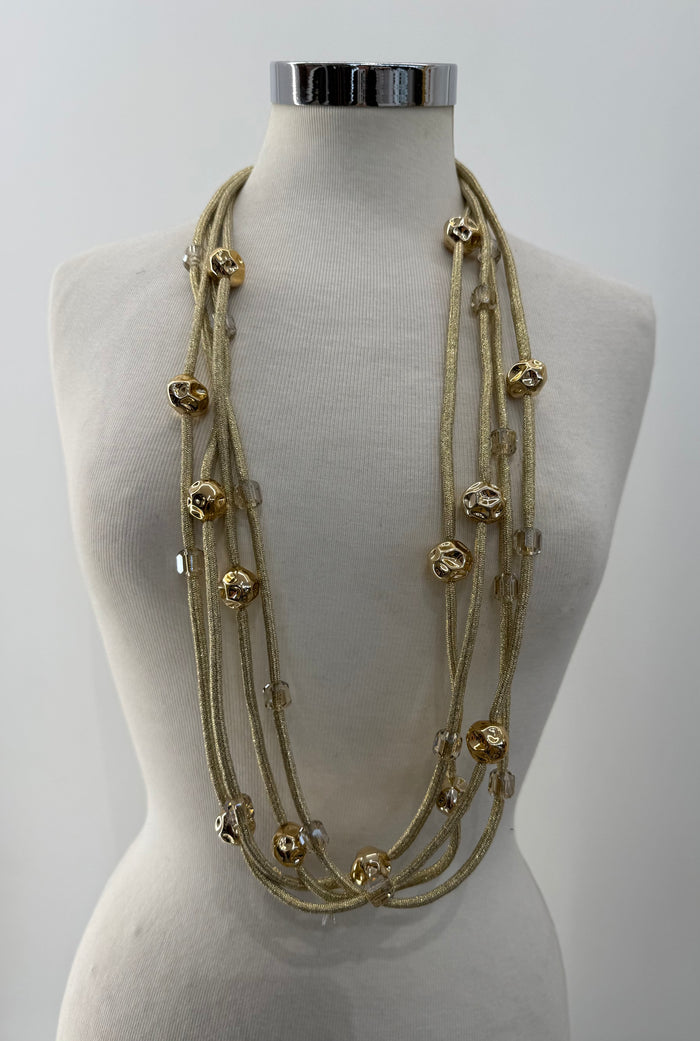 Collana fili laminati con perle martellate