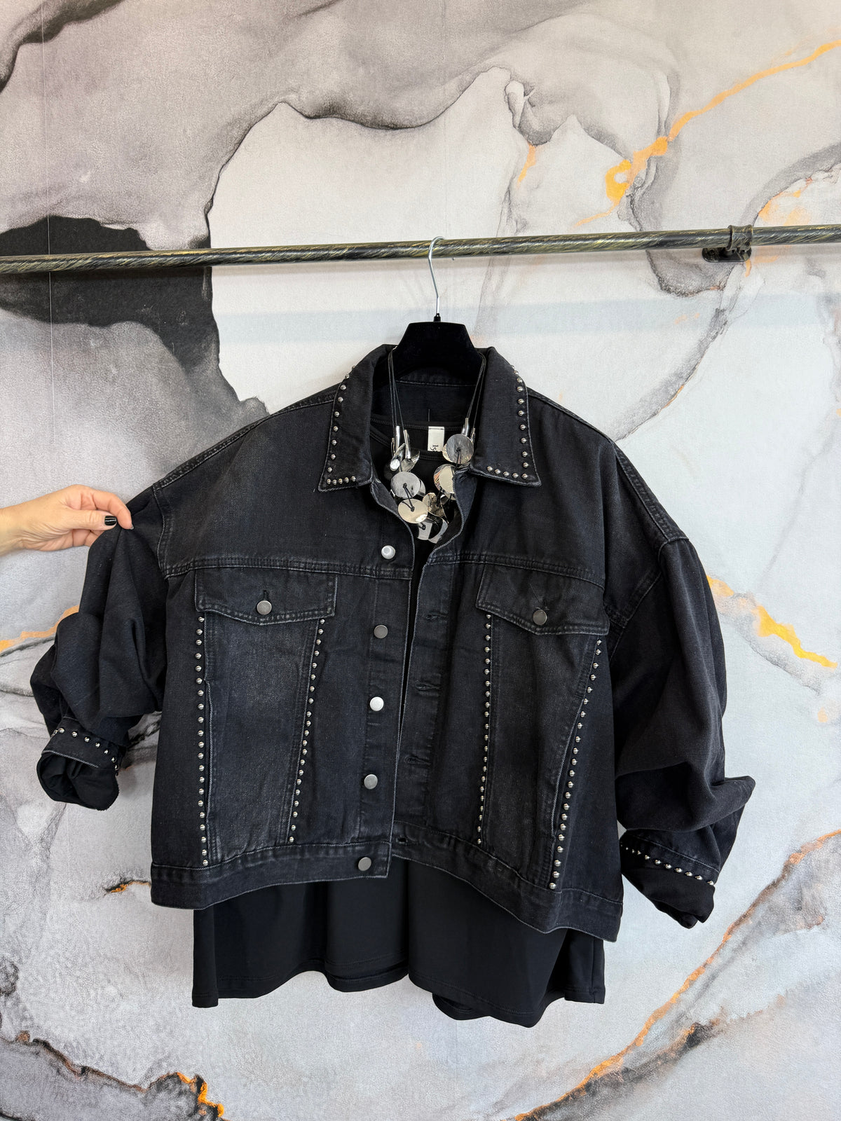 Giacca di jeans Borchie