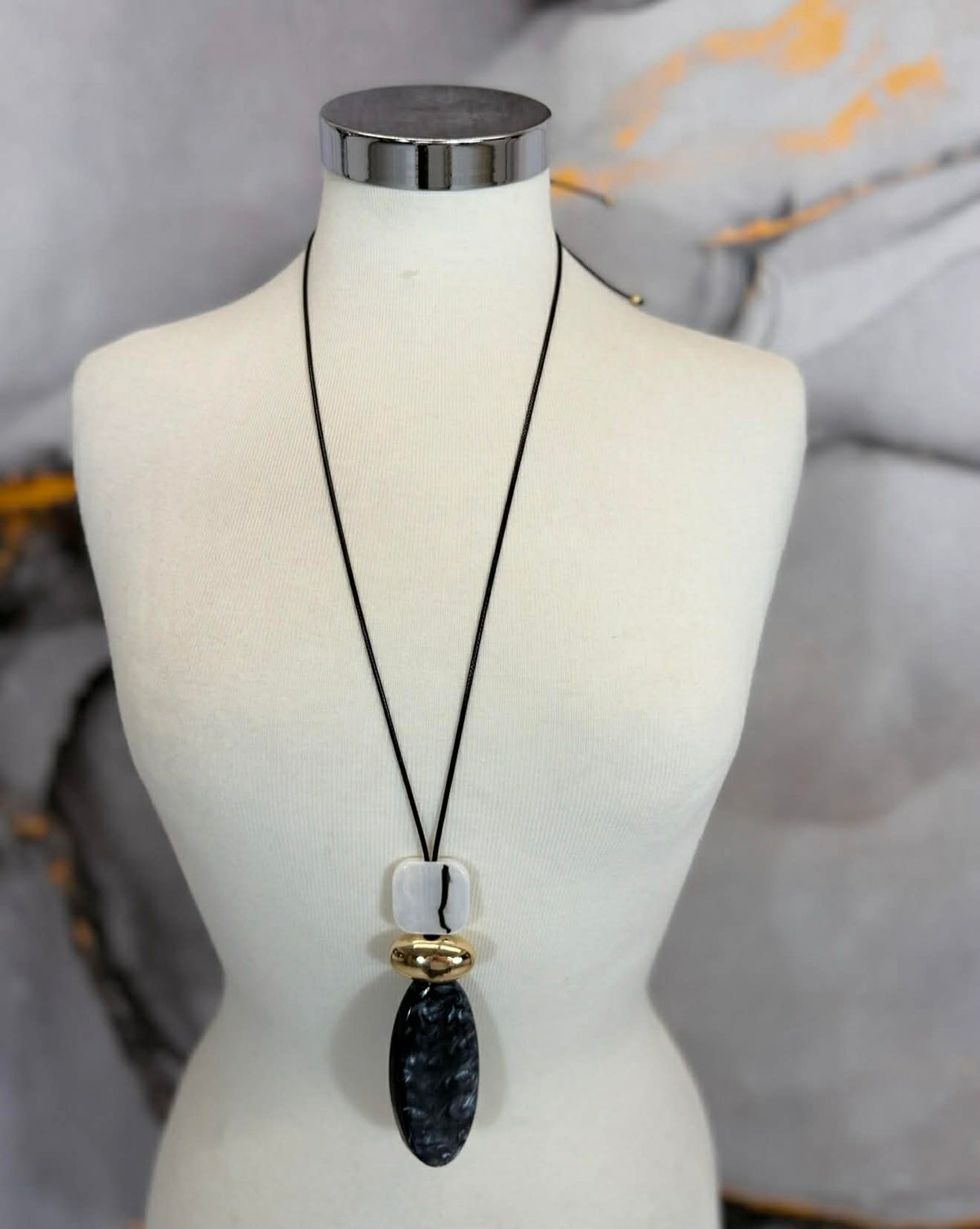 Faded black stone necklace